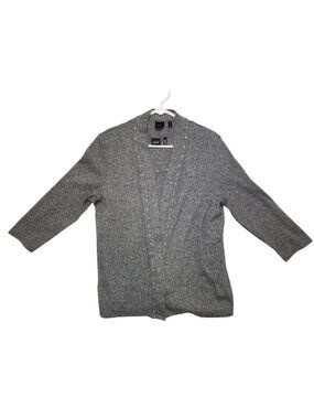 Rafaella Women XL 2PC Knit Top Set Gray Studded 3/4 Sleeve Career Casual